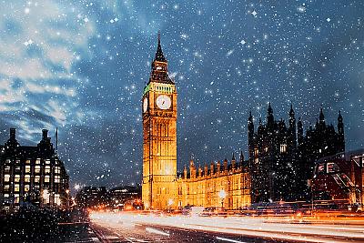 London's Houses of Parliament in winter